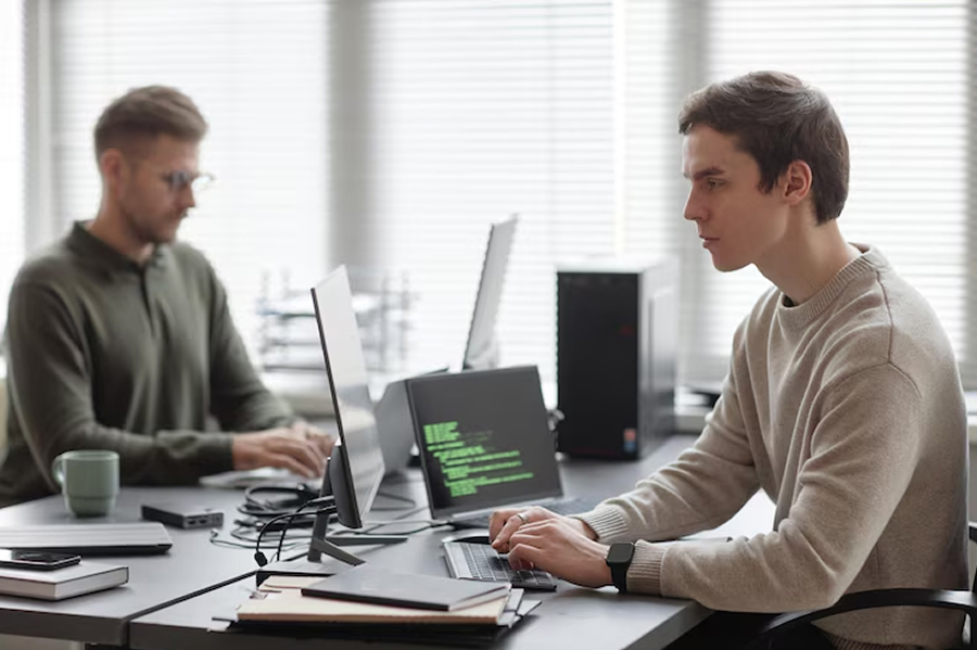 Python-разработчики работают за столом